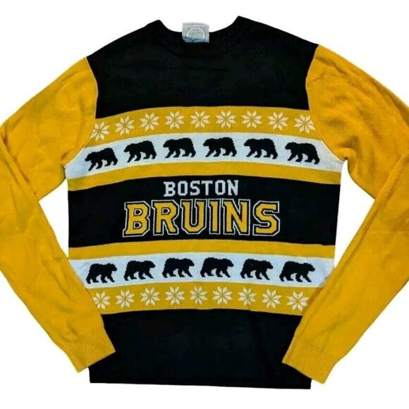 NHL Boston Bruins Ugly Christmas Sweater Adult Hockey Fair Isle - Picture 1 of 8
